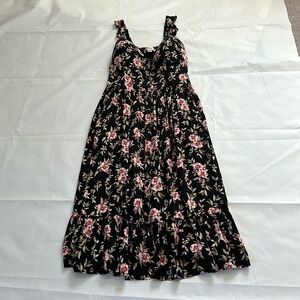 XL Floral Midi  Calf Length Front Button Dress